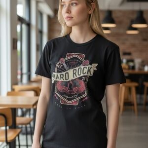 Hard Rock Guitar Co. Branded Vintage T Shirt Grunge Thrashed Rock Edgy Goth M